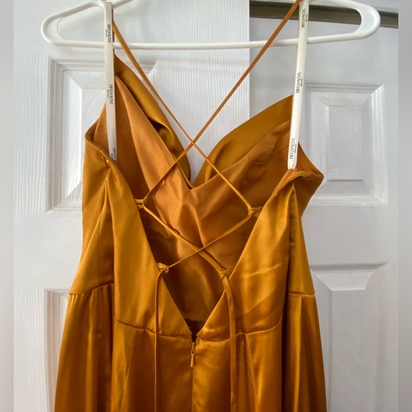 Galina Signature Cowl Neck Spaghetti Strap Dress in Marigold GS290035 - Picture 3 of 10